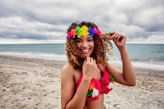Gorgeous Hawaiian woman on the beach