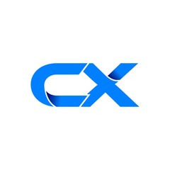 cx logo initial logo vector modern blue fold style