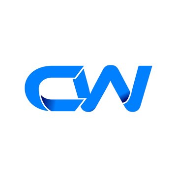 cw logo initial logo vector modern blue fold style