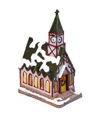 Church miniature model snow