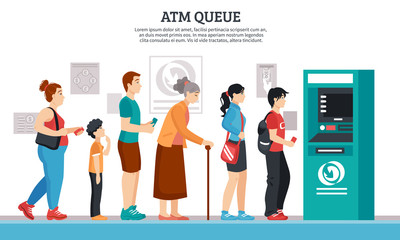 Naklejka na ściany i meble ATM Queue Illustration