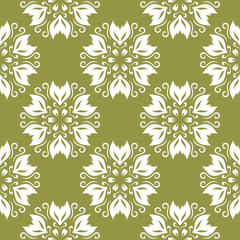 Olive green floral seamless pattern