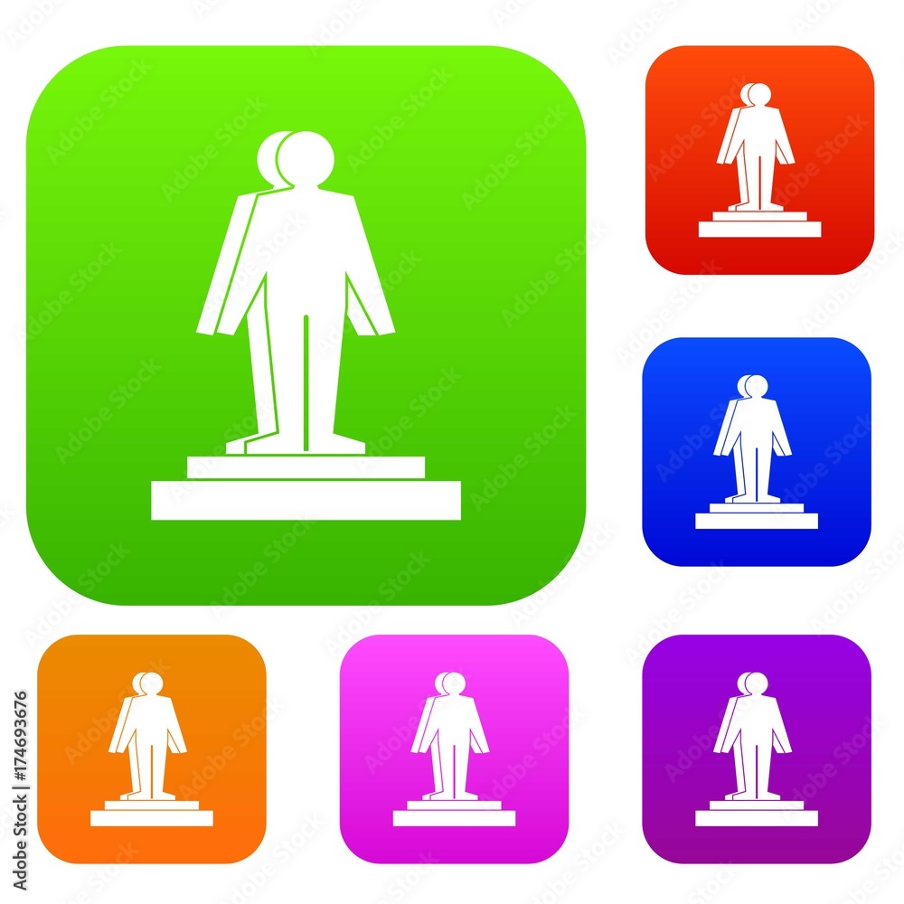 Poster 3d model of a man set color collection