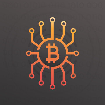 Bitcoin vector illustration, dark background