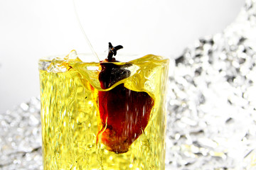 Palm oil background / Palm oil is an edible vegetable oil derived from the reddish pulp of the fruit of the oil palms