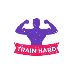 gym training, train hard motivational poster, t-shirt design