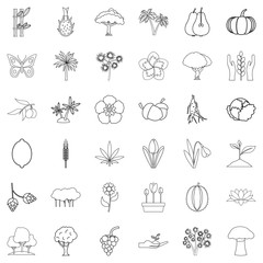 Sprout icons set, outline style