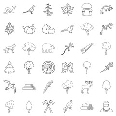 Bug icons set, outline style