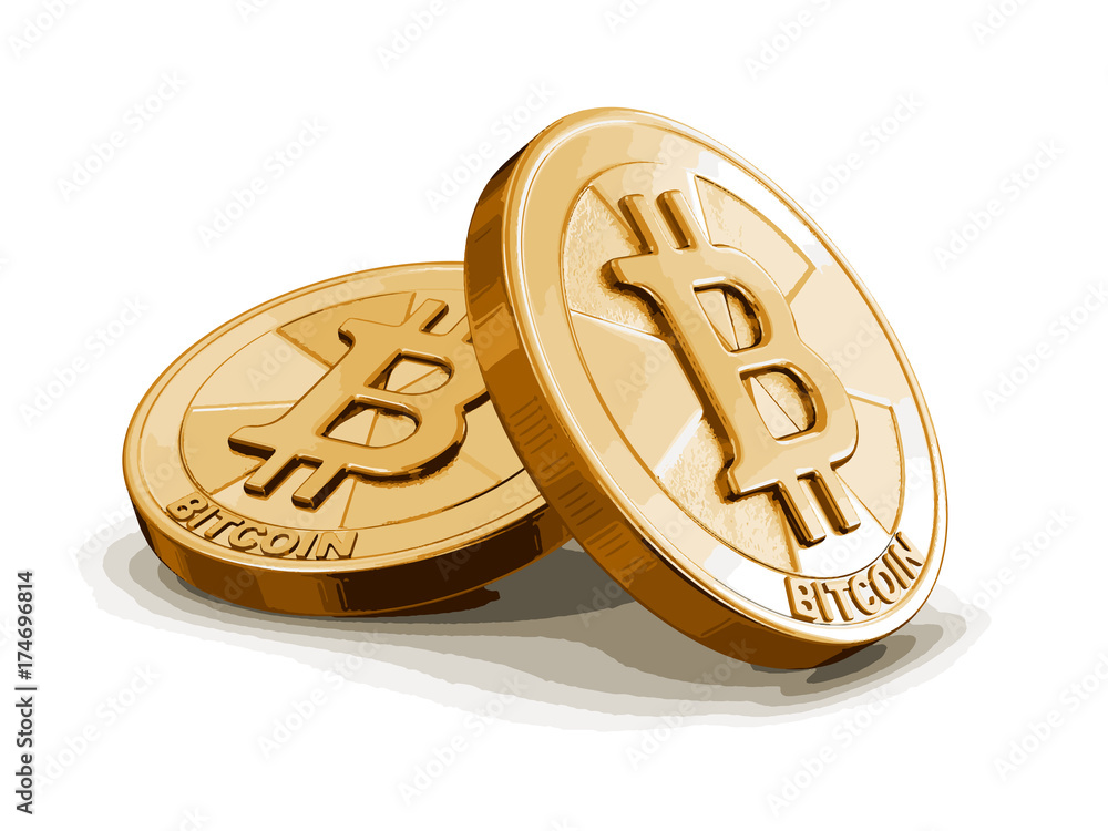 Poster golden bitcoin. image with clipping path
