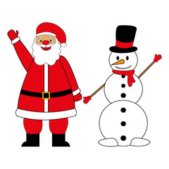 Santa Claus and Christmas snowman 