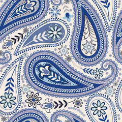 Paisley seamless pattern. Indian cucumber. Oriental decorative ornament.