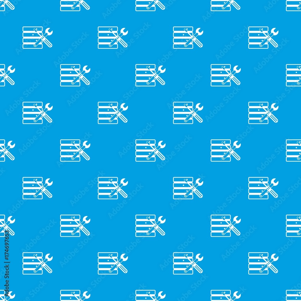 Poster database with screwdriverl and spanner pattern seamless blue