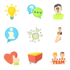 Teammate icons set, cartoon style