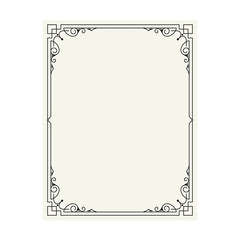 Vector vintage border frame engraving with retro ornament pattern in antique rococo style decorative design - 174698071