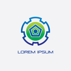 circle gear business sign logo