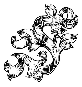 Scroll Floral Filigree Pattern Heraldry Design