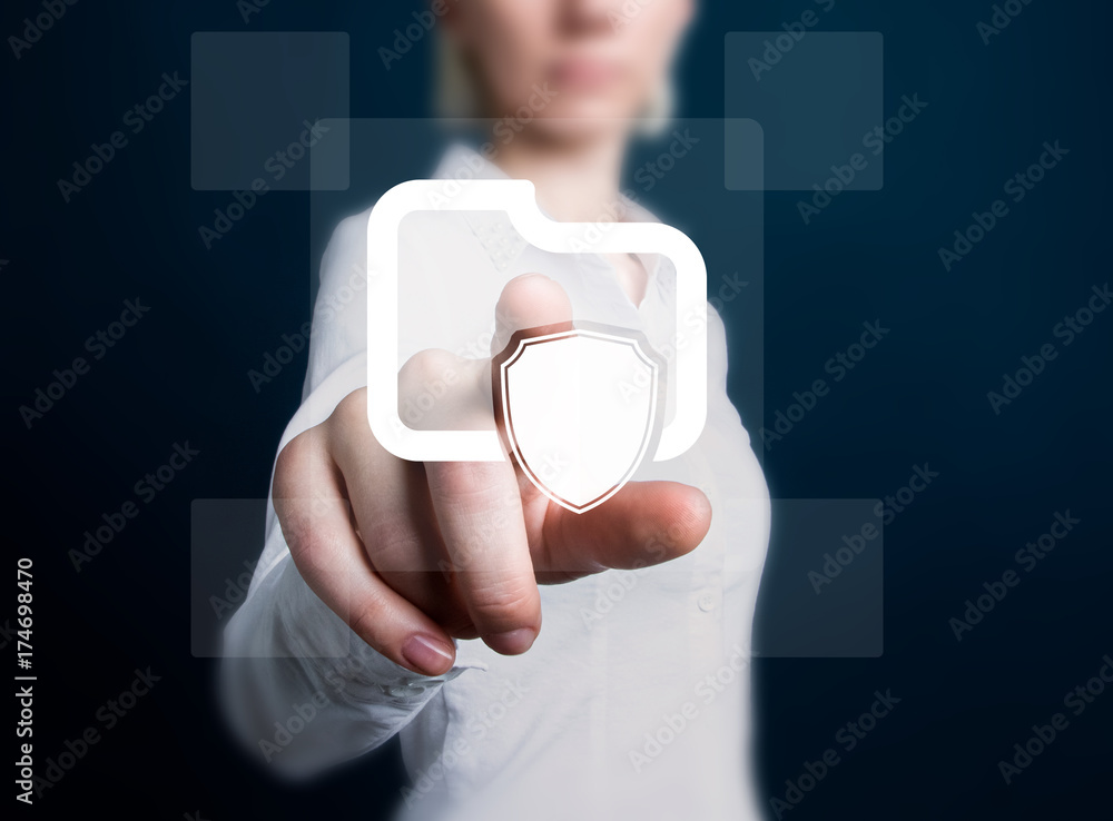 Poster business button file security shield virus symbol web icon