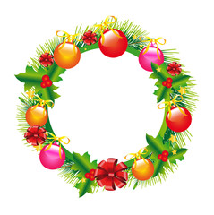 Christmas wreath, isolated on  white