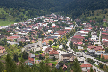 Fototapeta na wymiar terchova , lookout from tower over the village,Slovakia