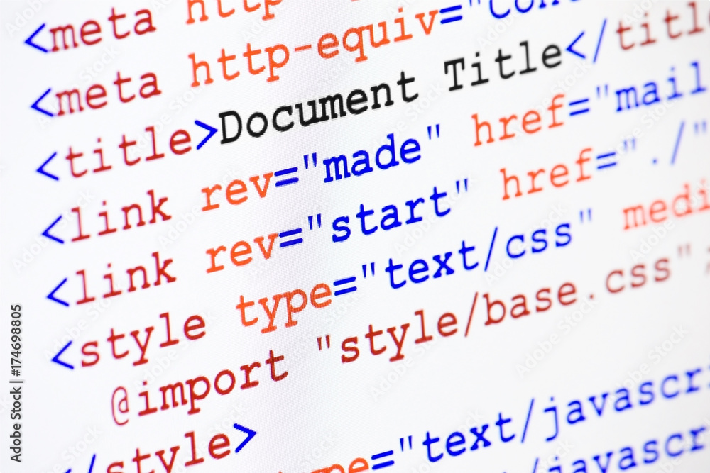 Fototapete html web page source code with document title