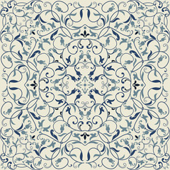 Tile in Eastern style. Ornamental lace tracery. Ornate swirl geometrical decor for wallpaper. Traditional arabic decor.