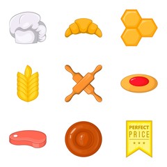 Chef icons set, cartoon style