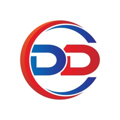dd logo vector modern initial swoosh circle blue and red