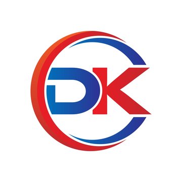 dk logo vector modern initial swoosh circle blue and red