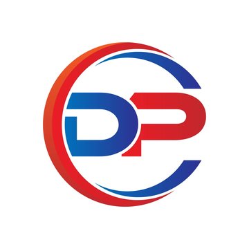 dp logo vector modern initial swoosh circle blue and red