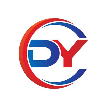 dy logo vector modern initial swoosh circle blue and red