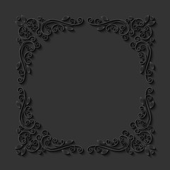 Abstract decorative 3d floral frame. Vector Illustration