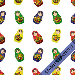 seamless pattern with Russian dolls