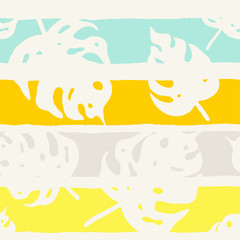 Seamless pattern with tropical leaves.