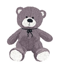 Nice gray teddy bear with a bow