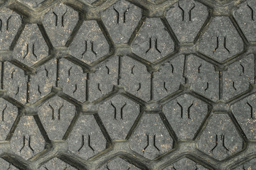 cracked, weathered rubber tyre tread