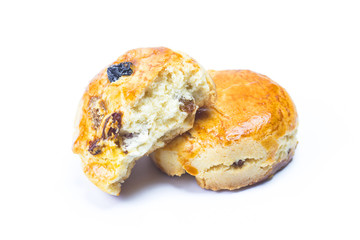 Raisins Scone white background