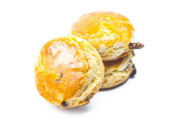 Raisins Scone white background