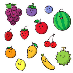 Cute Fruit Cartoon Vector