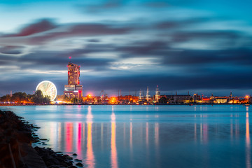Night panorama of Gdynia