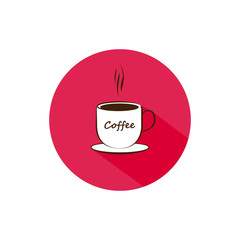 Round icon long shadow of coffee cup
