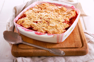 Plum and apple cobbler