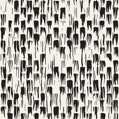 Vector seamless pattern with stripes and strokes. Black and white background with ink line elements. Hand painted grunge texture.