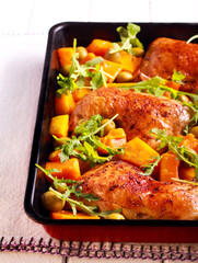 Chicken and squash tray bake