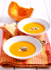 Butternut squash soup with seeds