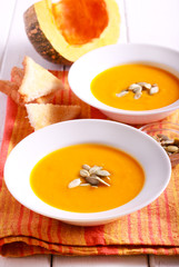 Butternut squash soup with seeds