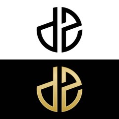 dz initial logo circle shape vector black and gold