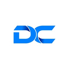 dc logo initial logo vector modern blue fold style