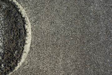 hydrant covers are photographed from above during the road construction