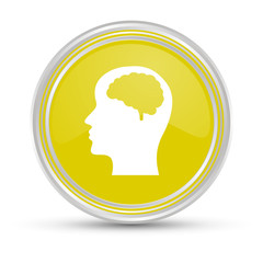 Gelber Button - Profil - Gehirn
