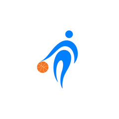 Basketball player with  ball; logo, icon design vector illustration